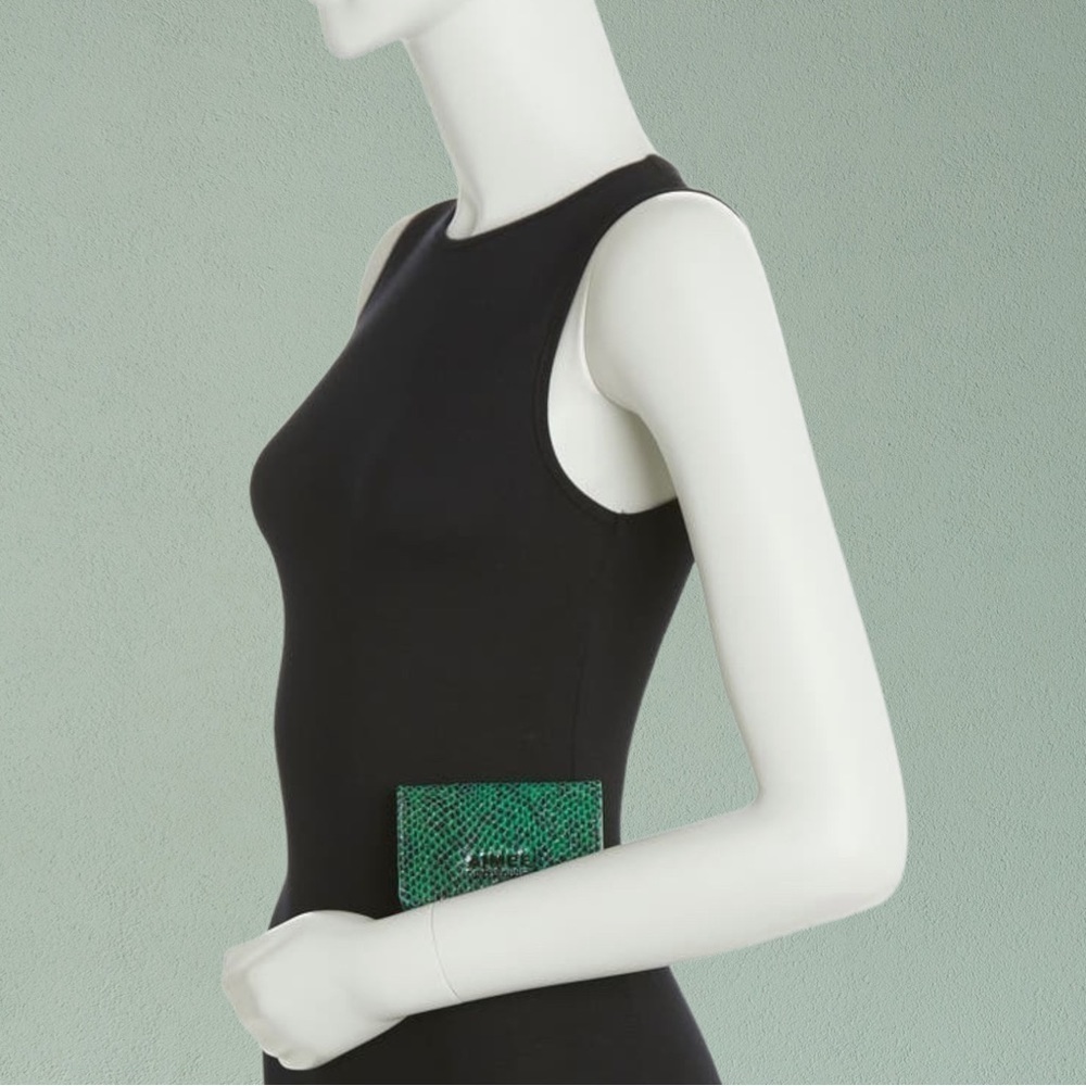 Aimee Kestenberg Sammy Bifold Card Wallet in Emerald Snake